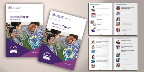 Cover and internal pages of the Easy Read Guide and Easy Read Summary of the Interim Report