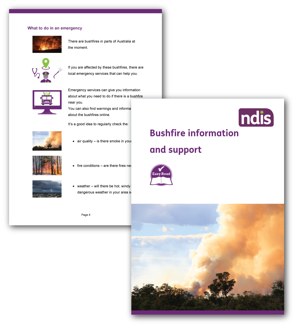 bushfire information and support easy read