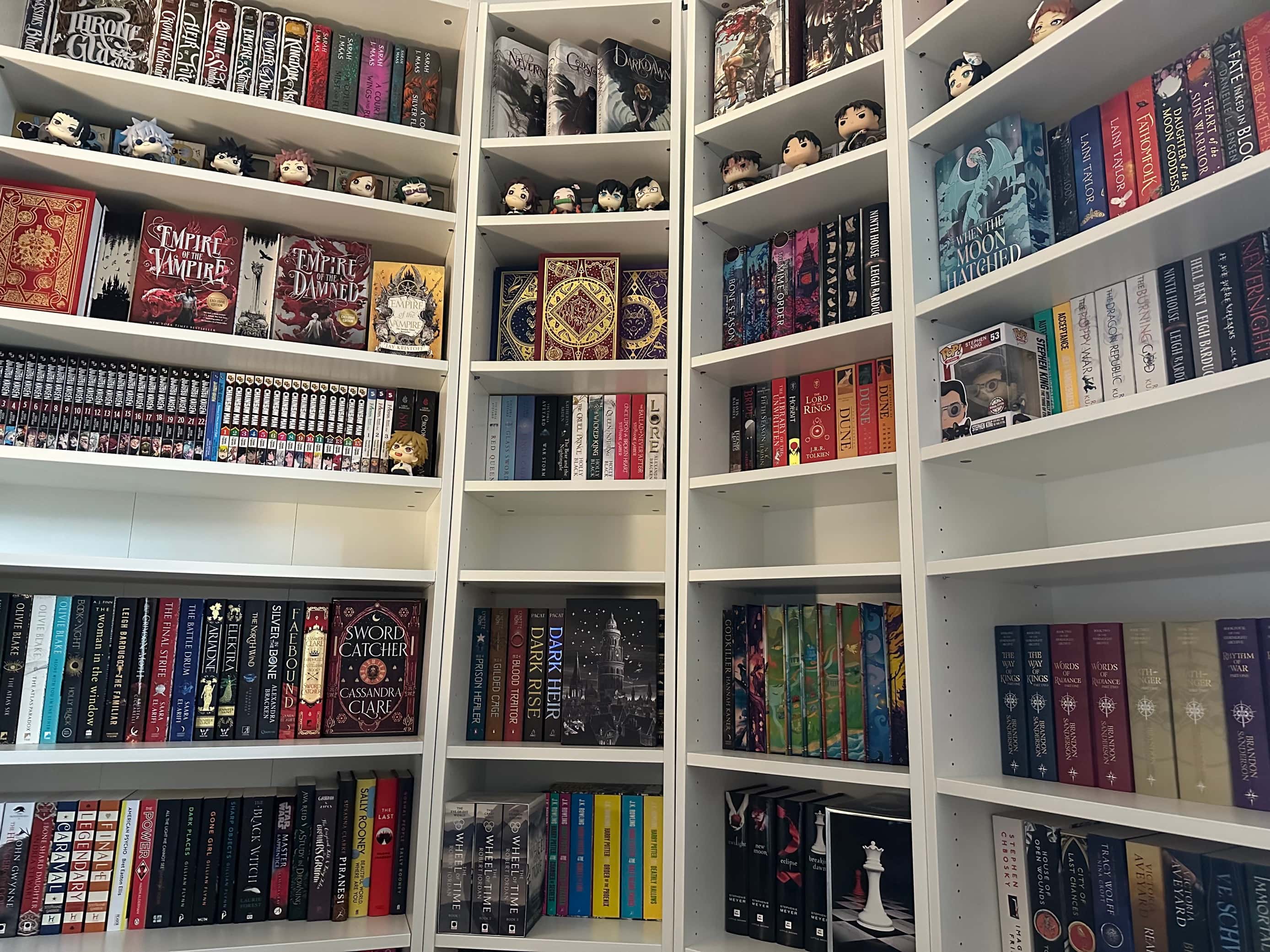 Shelves full of books in Mikayla's home
